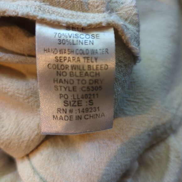 Kori Overalls Womens Small Wide Leg Pockets Tan Linen Blend Relaxed Boho - Picture 6 of 8